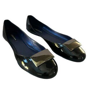 Stella Luna Women's Patent Leather Black Ballet Flats Shoes Buckle Detail EUR 40